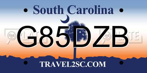 G85DZB South Carolina License Plate