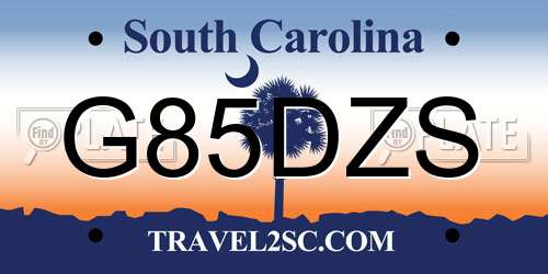 G85DZS South Carolina License Plate