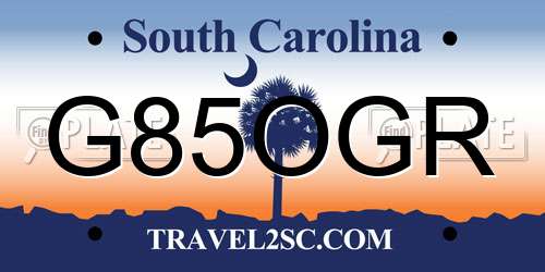 G85OGR South Carolina License Plate