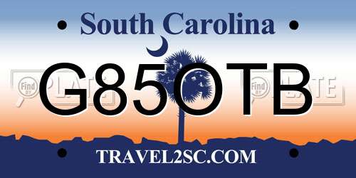 G85OTB South Carolina License Plate