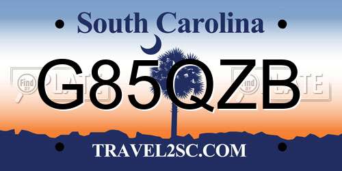 G85QZB South Carolina License Plate