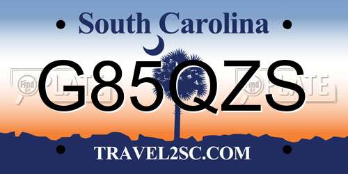 G85QZS South Carolina License Plate