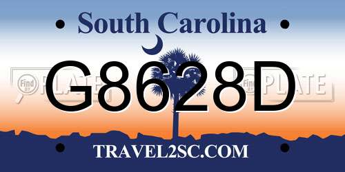 G8628D South Carolina License Plate