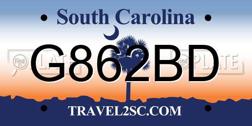 G862BD South Carolina License Plate