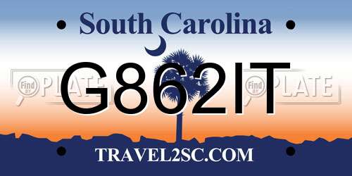 G862IT South Carolina License Plate