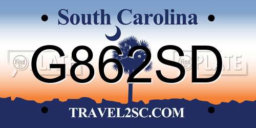 G862SD South Carolina License Plate