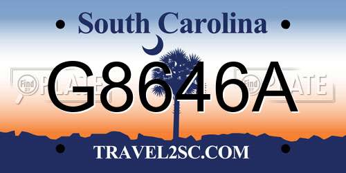 G8646A South Carolina License Plate