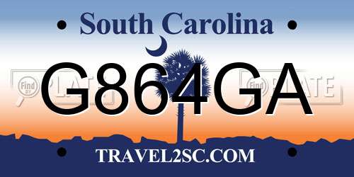 G864GA South Carolina License Plate