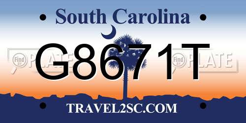 G8671T South Carolina License Plate
