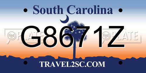 G8671Z South Carolina License Plate