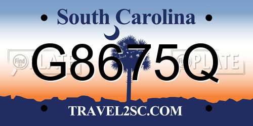 G8675Q South Carolina License Plate
