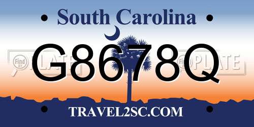 G8678Q South Carolina License Plate