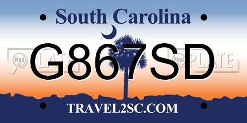 G867SD South Carolina License Plate
