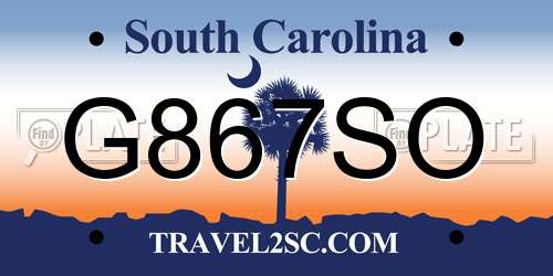 G867SO South Carolina License Plate