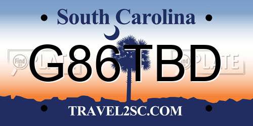 G86TBD South Carolina License Plate