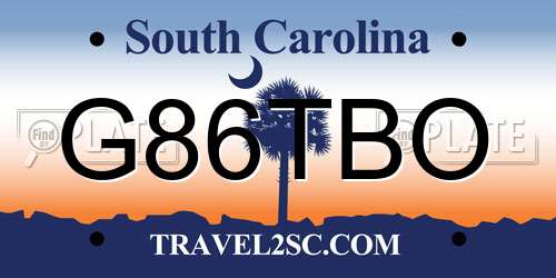 G86TBO South Carolina License Plate