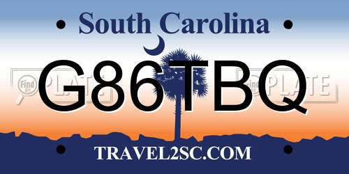 G86TBQ South Carolina License Plate