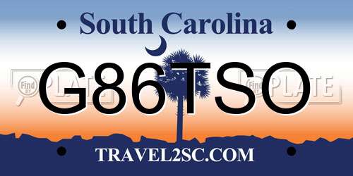 G86TSO South Carolina License Plate