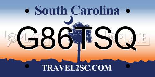 G86TSQ South Carolina License Plate