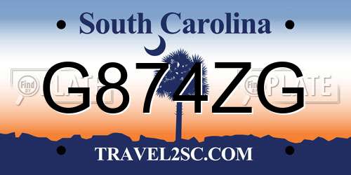 G874ZG South Carolina License Plate