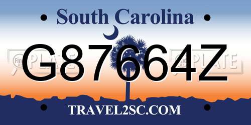 G87664Z South Carolina License Plate