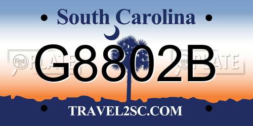 G8802B South Carolina License Plate