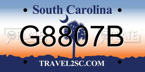 G8807B South Carolina License Plate