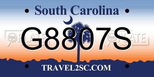 G8807S South Carolina License Plate