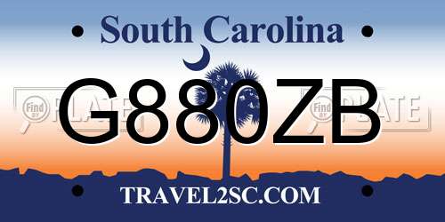 G880ZB South Carolina License Plate
