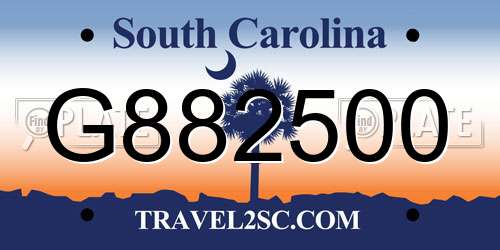 G882500 South Carolina License Plate