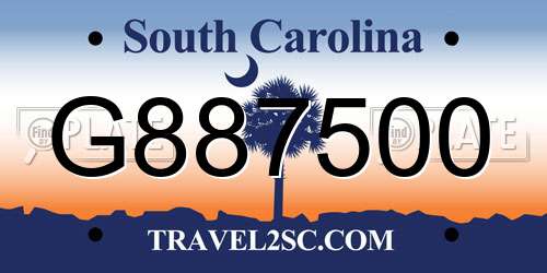 G887500 South Carolina License Plate