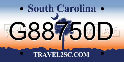 G88750D South Carolina License Plate