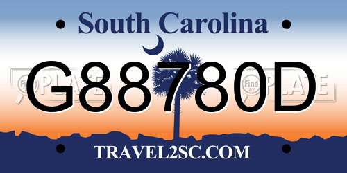 G88780D South Carolina License Plate