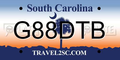 G88DTB South Carolina License Plate