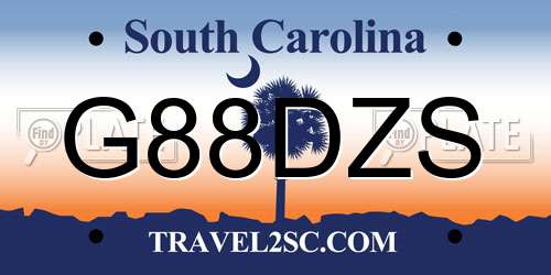 G88DZS South Carolina License Plate