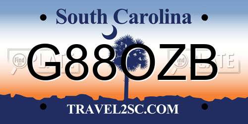 G88OZB South Carolina License Plate
