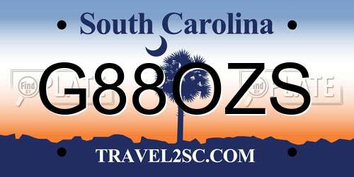 G88OZS South Carolina License Plate