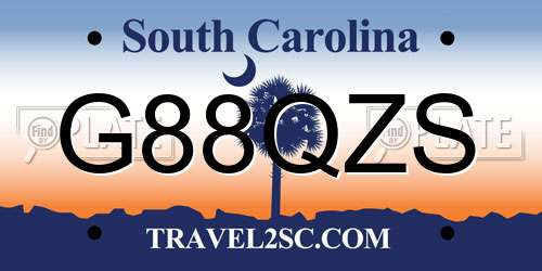 G88QZS South Carolina License Plate