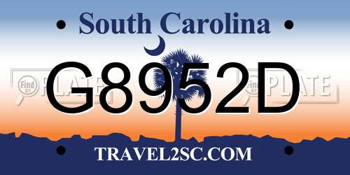 G8952D South Carolina License Plate