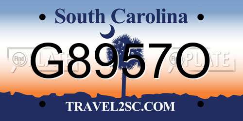 G8957O South Carolina License Plate
