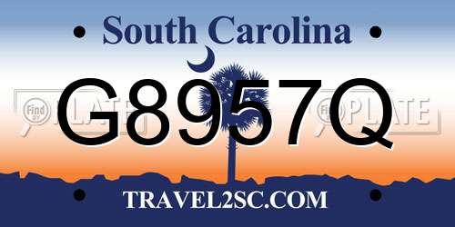 G8957Q South Carolina License Plate