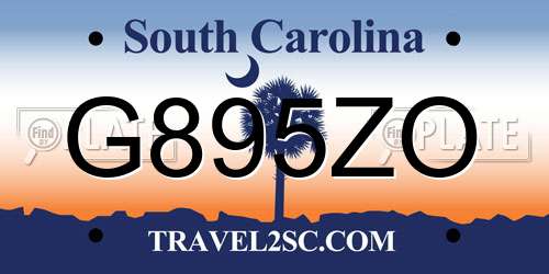 G895ZO South Carolina License Plate