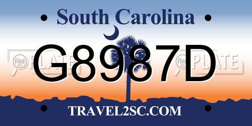G8987D South Carolina License Plate
