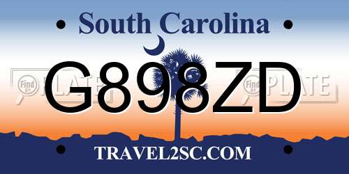 G898ZD South Carolina License Plate