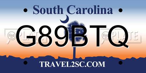 G89BTQ South Carolina License Plate