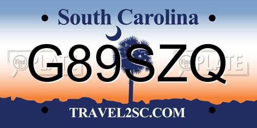 G89SZQ South Carolina License Plate
