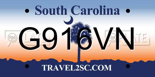 G916VN South Carolina License Plate
