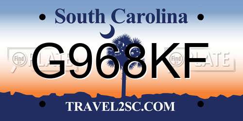 G968KF South Carolina License Plate