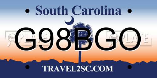 G98BGO South Carolina License Plate