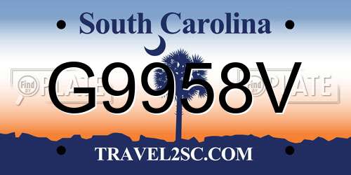 G9958V South Carolina License Plate